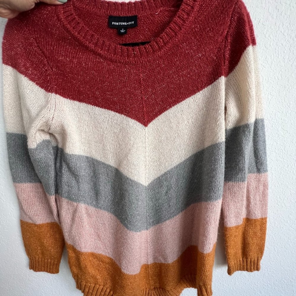 FORTUNE + IVY Rainer Chevron Color Block Pullover